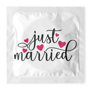 Just Married with Hearts Condoms: 6-Pack - W1013